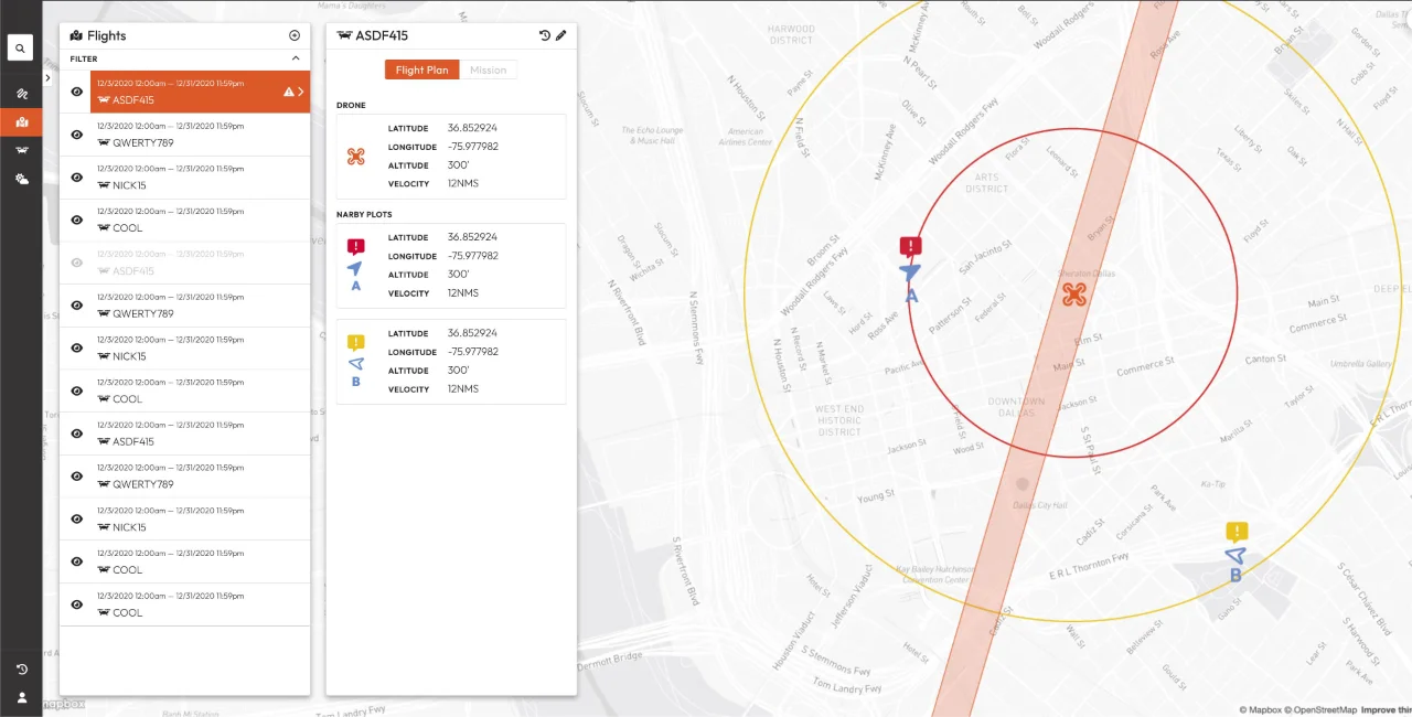 UTM flight monitoring dashboard