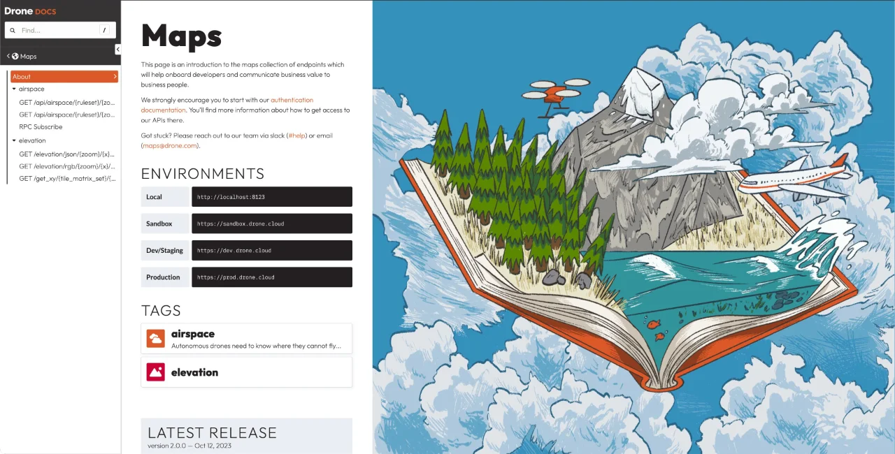 UTM maps API documentation page